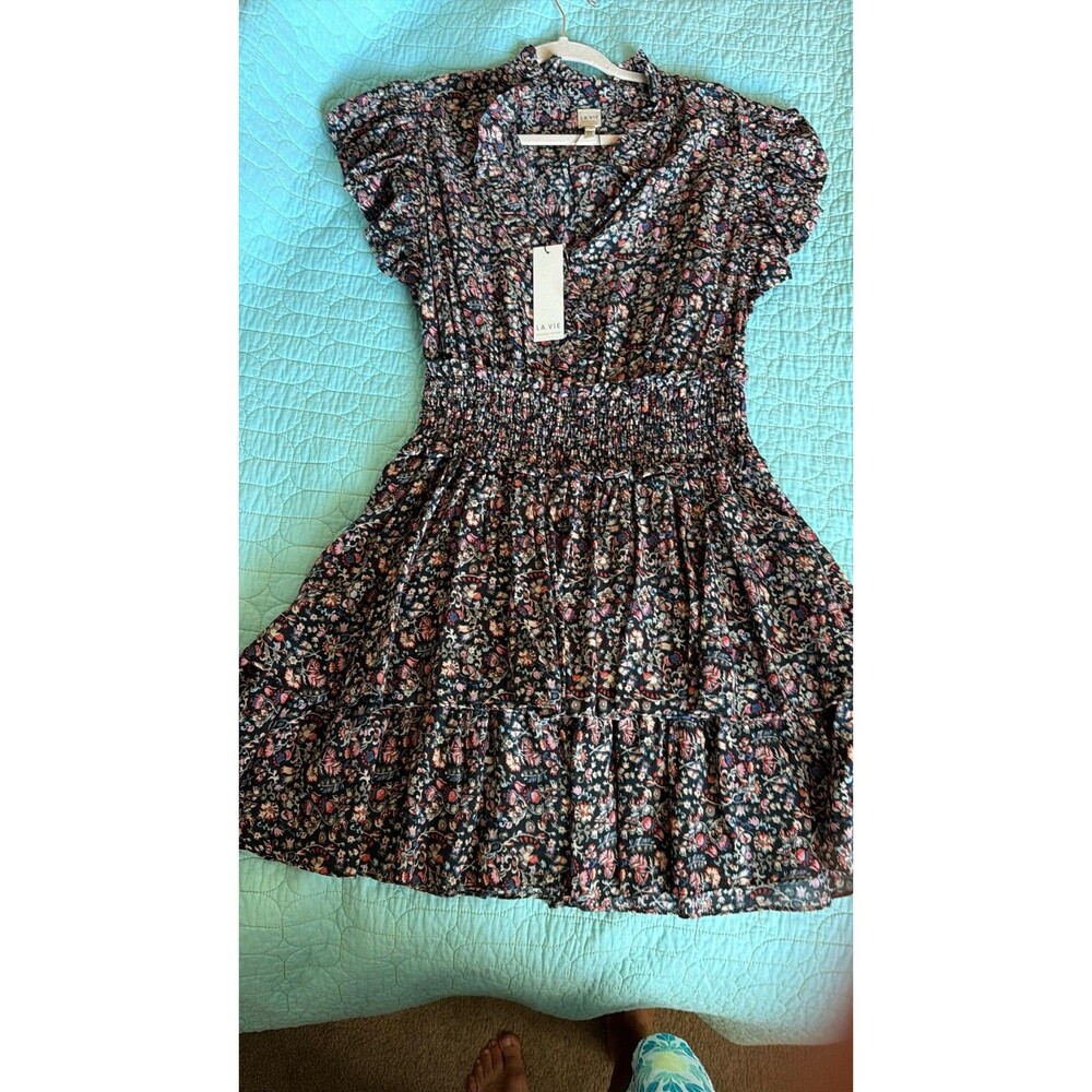 La Vie Rebecca Taylor Gitane Floral Mini Dress Black NWT Size M